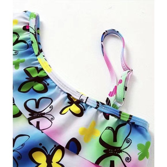 BEAUTY U - Girls Sz 5 - 6 Off-the-Shoulder Butterfly Swimsuit - Picture 4 of 10